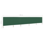vidaXL Paravan anti-vânt cu 5 panouri, verde, 600 x 120 cm, textil