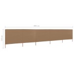 vidaXL Paravan anti-vânt cu 5 panouri, gri taupe 600x120 cm, textil vidaXL Paravan anti-vânt cu 5 panouri, gri taupe 600x120 cm, textil