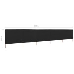vidaXL Paravan anti-vânt cu 5 panouri, negru, 600 x 120 cm, textil vidaXL Paravan anti-vânt cu 5 panouri, negru, 600 x 120 cm, textil