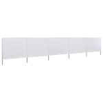 vidaXL Paravan anti-vânt cu 5 panouri alb nisipiu 600 x 160 cm textil