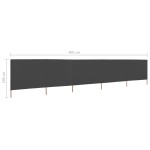 vidaXL Paravan anti-vânt cu 5 panouri, antracit, 600 x 160 cm, textil