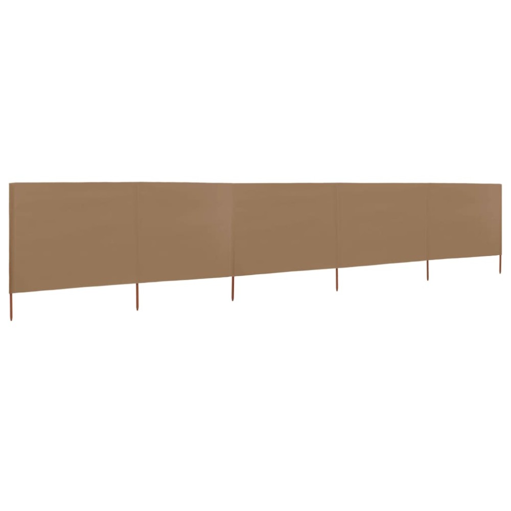 vidaXL Paravan anti-vânt cu 5 panouri, gri taupe, 600 x 160 cm textil