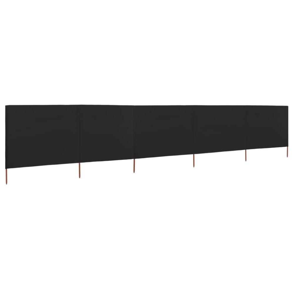 vidaXL Paravan anti-vânt cu 5 panouri, negru, 600 x 160 cm, textil