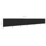 vidaXL Paravan anti-vânt cu 6 panouri, negru, 800 x 80 cm, textil vidaXL Paravan anti-vânt cu 6 panouri, negru, 800 x 80 cm, textil