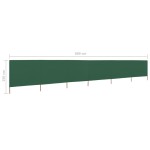 vidaXL Paravan anti-vânt cu 6 panouri, verde, 800 x 120 cm, textil