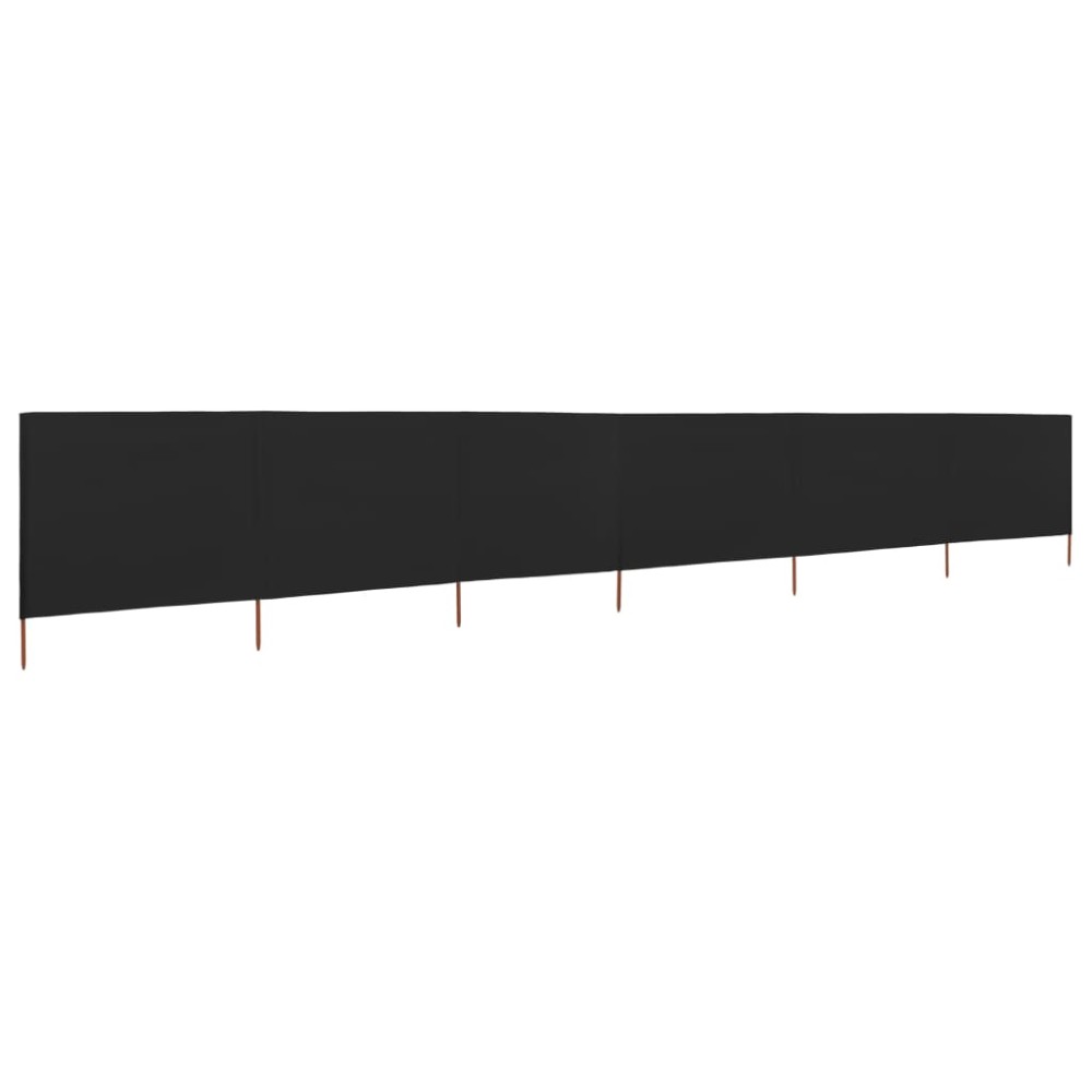 vidaXL Paravan anti-vânt cu 6 panouri, negru, 800 x 120 cm, textil