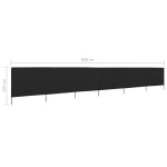 vidaXL Paravan anti-vânt cu 6 panouri, negru, 800 x 120 cm, textil vidaXL Paravan anti-vânt cu 6 panouri, negru, 800 x 120 cm, textil