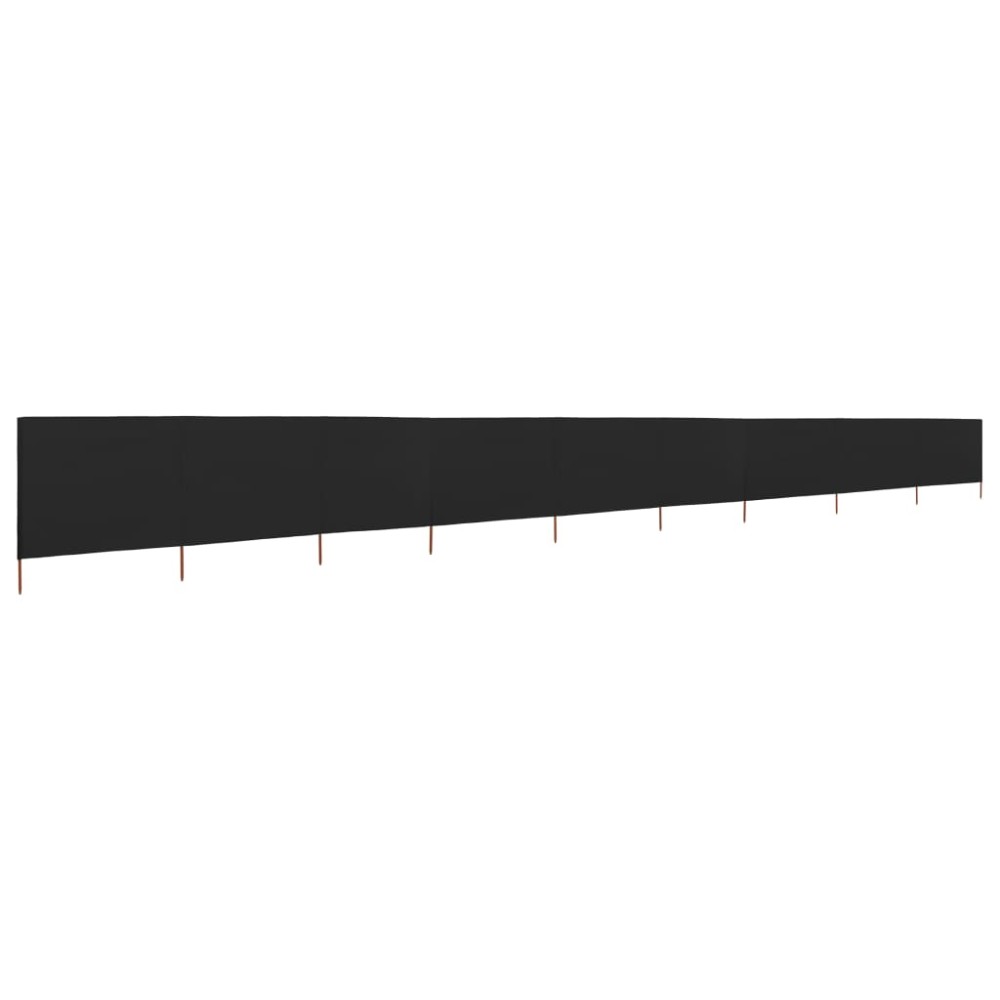 vidaXL Paravan anti-vânt cu 9 panouri, negru, 1200 x 160 cm, textil