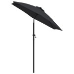 vidaXL Umbrelă de soare, negru, 200 x 224 cm, aluminiu vidaXL Umbrelă de soare, negru, 200 x 224 cm, aluminiu