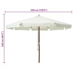 vidaXL Umbrelă soare de exterior, stâlp din lemn, alb nisipiu, 330 cm vidaXL Umbrelă soare de exterior, stâlp din lemn, alb nisipiu, 330 cm