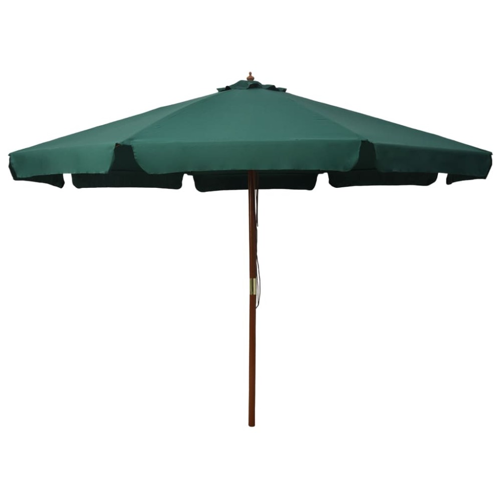 vidaXL Umbrelă de soare de exterior, stâlp din lemn, verde, 330 cm