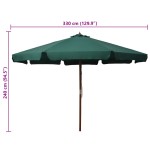 vidaXL Umbrelă de soare de exterior, stâlp din lemn, verde, 330 cm vidaXL Umbrelă de soare de exterior, stâlp din lemn, verde, 330 cm