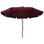 vidaXL Umbrelă de soare de exterior, stâlp lemn, roșu burgund, 330 cm vidaXL Umbrelă de soare de exterior, stâlp lemn, roșu burgund, 330 cm