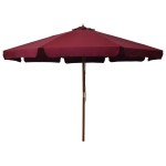 vidaXL Umbrelă de soare de exterior, stâlp lemn, roșu burgund, 330 cm vidaXL Umbrelă de soare de exterior, stâlp lemn, roșu burgund, 330 cm