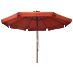 vidaXL Umbrelă de soare de exterior, stâlp lemn, cărămiziu, 330 cm