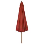 vidaXL Umbrelă de soare de exterior, stâlp lemn, cărămiziu, 330 cm