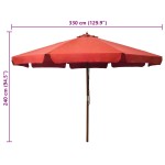 vidaXL Umbrelă de soare de exterior, stâlp lemn, cărămiziu, 330 cm