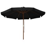 vidaXL Umbrelă de soare de exterior, stâlp din lemn, negru, 330 cm vidaXL Umbrelă de soare de exterior, stâlp din lemn, negru, 330 cm