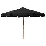 vidaXL Umbrelă de soare de exterior, stâlp din lemn, negru, 330 cm vidaXL Umbrelă de soare de exterior, stâlp din lemn, negru, 330 cm