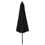vidaXL Umbrelă de soare de exterior, stâlp din lemn, negru, 330 cm vidaXL Umbrelă de soare de exterior, stâlp din lemn, negru, 330 cm