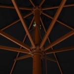 vidaXL Umbrelă de soare de exterior, stâlp din lemn, negru, 330 cm vidaXL Umbrelă de soare de exterior, stâlp din lemn, negru, 330 cm