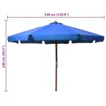vidaXL Umbrelă de soare de exterior, stâlp lemn, azuriu, 330 cm vidaXL Umbrelă de soare de exterior, stâlp lemn, azuriu, 330 cm