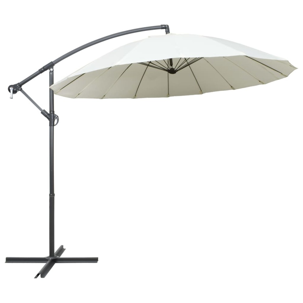 vidaXL Umbrelă de soare suspendată, alb, 3 m, stâlp de aluminiu