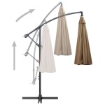 vidaXL Umbrelă de soare suspendată, gri taupe, 3 m, stâlp de aluminiu vidaXL Umbrelă de soare suspendată, gri taupe, 3 m, stâlp de aluminiu