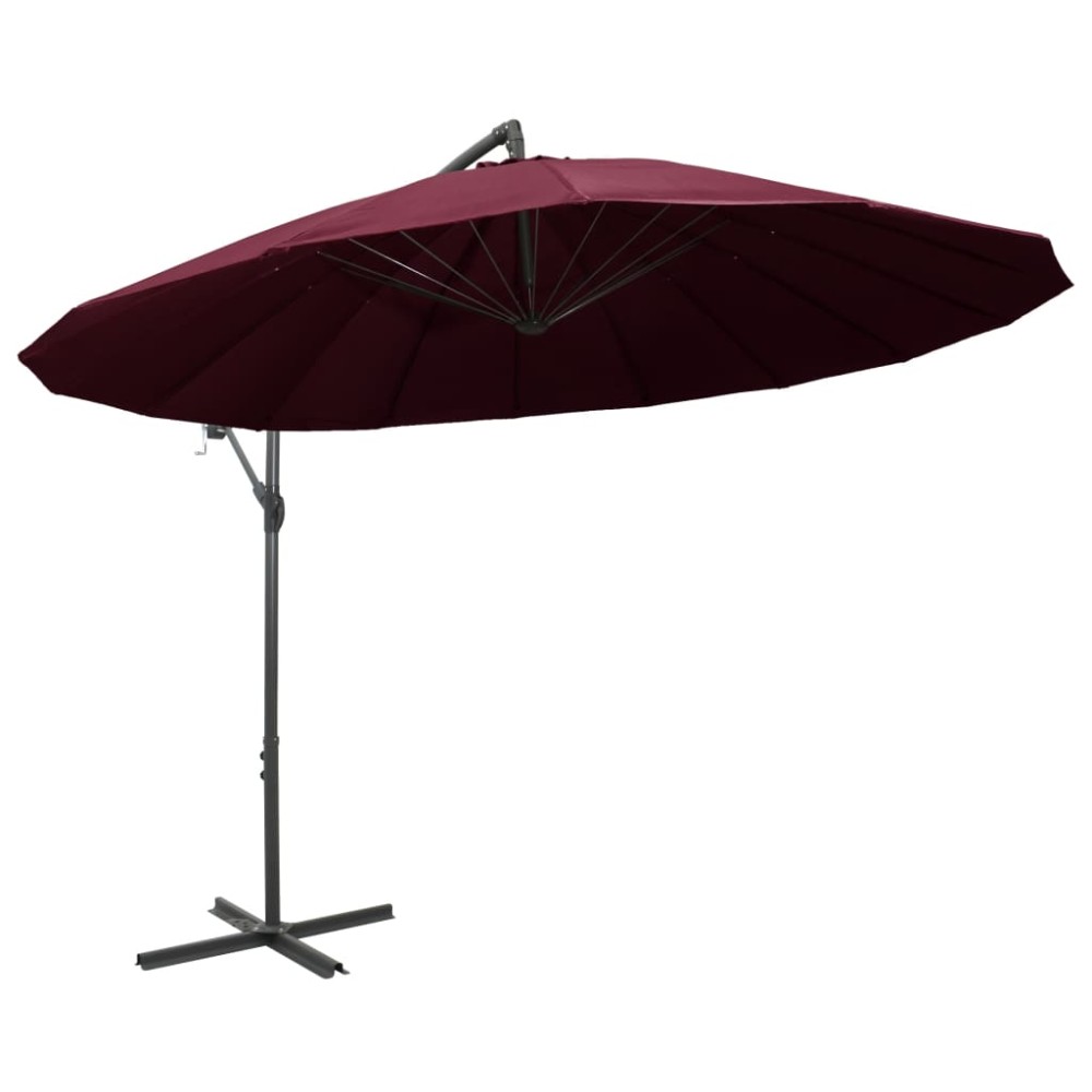 vidaXL Umbrelă de soare suspendată, vișiniu, 3 m, stâlp de aluminiu