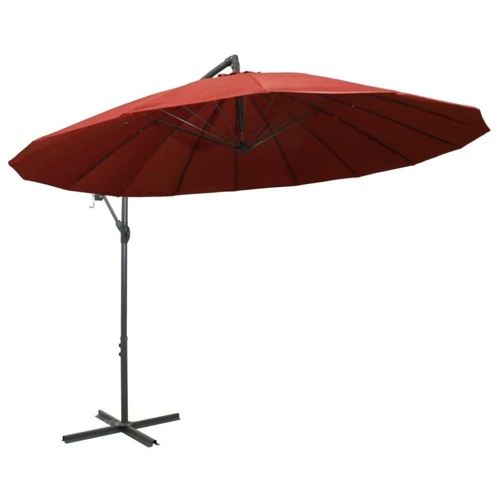 vidaXL Umbrelă de soare suspendată, cărămiziu, 3 m, stâlp de aluminiu