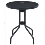 vidaXL Masă de grădină, negru, 60 cm, oțel și sticlă