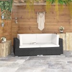vidaXL Scaune de colț modulare cu perne, 2 buc., negru, poliratan vidaXL Scaune de colț modulare cu perne, 2 buc., negru, poliratan