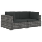 vidaXL Scaune de colț modulare cu perne, 2 buc., gri, poliratan vidaXL Scaune de colț modulare cu perne, 2 buc., gri, poliratan