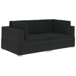 vidaXL Scaune de colț modulare cu perne, 2 buc., negru, poliratan vidaXL Scaune de colț modulare cu perne, 2 buc., negru, poliratan