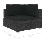 vidaXL Scaune de colț modulare cu perne, 2 buc., negru, poliratan vidaXL Scaune de colț modulare cu perne, 2 buc., negru, poliratan