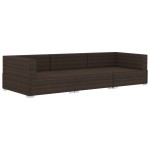 vidaXL Set canapele de grădină cu perne, 3 piese, maro, poliratan