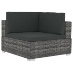 vidaXL Set canapele de grădină cu perne, 3 piese, gri, poliratan