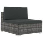vidaXL Set canapele de grădină cu perne, 3 piese, gri, poliratan
