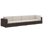 vidaXL Set canapele de grădină cu perne, 4 piese, maro, poliratan vidaXL Set canapele de grădină cu perne, 4 piese, maro, poliratan