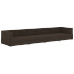 vidaXL Set canapele de grădină cu perne, 4 piese, maro, poliratan vidaXL Set canapele de grădină cu perne, 4 piese, maro, poliratan