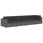 vidaXL Set canapele de grădină cu perne, 4 piese, gri, poliratan
