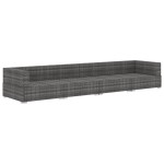 vidaXL Set canapele de grădină cu perne, 4 piese, gri, poliratan