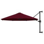 vidaXL Umbrelă de soare de perete, stâlp metalic, roșu vișiniu, 300cm vidaXL Umbrelă de soare de perete, stâlp metalic, roșu vișiniu, 300cm