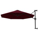 vidaXL Umbrelă de soare de perete, stâlp metalic, roșu vișiniu, 300cm vidaXL Umbrelă de soare de perete, stâlp metalic, roșu vișiniu, 300cm