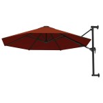 vidaXL Umbrelă de soare de perete cu stâlp metalic, cărămiziu, 300 cm vidaXL Umbrelă de soare de perete cu stâlp metalic, cărămiziu, 300 cm