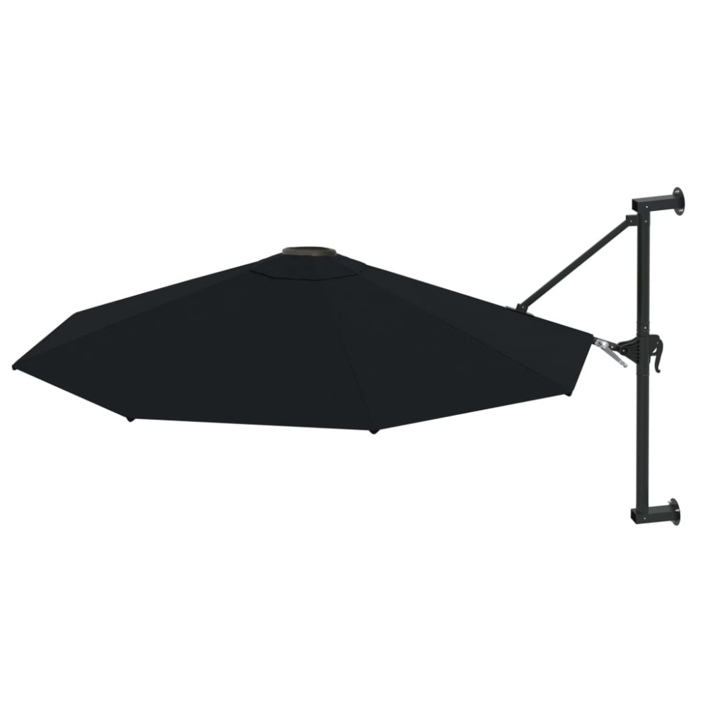 vidaXL Umbrelă de soare de perete cu stâlp metalic, negru, 300 cm