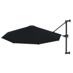 vidaXL Umbrelă de soare de perete cu stâlp metalic, negru, 300 cm vidaXL Umbrelă de soare de perete cu stâlp metalic, negru, 300 cm