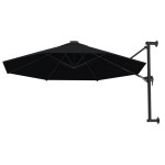 vidaXL Umbrelă de soare de perete cu stâlp metalic, negru, 300 cm vidaXL Umbrelă de soare de perete cu stâlp metalic, negru, 300 cm