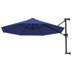 vidaXL Umbrelă de soare de perete cu stâlp metalic, albastru, 300 cm vidaXL Umbrelă de soare de perete cu stâlp metalic, albastru, 300 cm