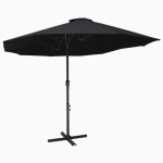 vidaXL Umbrelă de soare exterior cu stâlp aluminiu, negru, 460x270 cm vidaXL Umbrelă de soare exterior cu stâlp aluminiu, negru, 460x270 cm